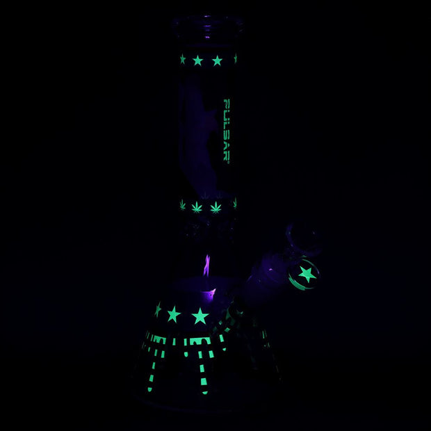 Pulsar Uncle Eagle Sam Beaker Glass Water Pipe - 9.75" / 14mm F