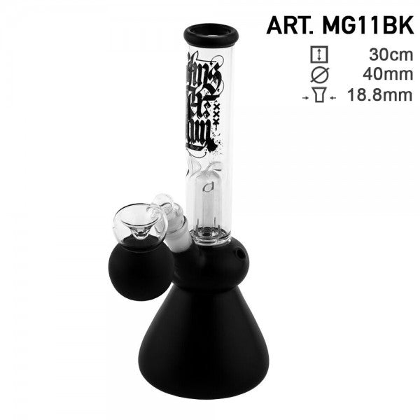 Amsterdam | 12" Black Glass Water Pipe w/ Dome Perc - Headshop.com