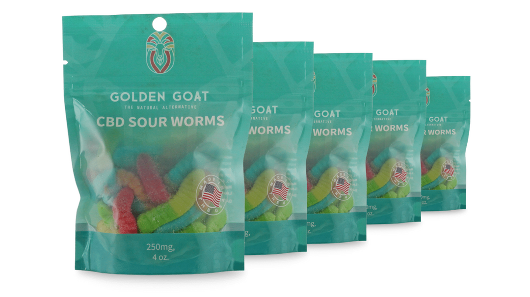 Potent CBD Infused 250MG Gummy Packs Bundles from Golden Goat - Headshop.com