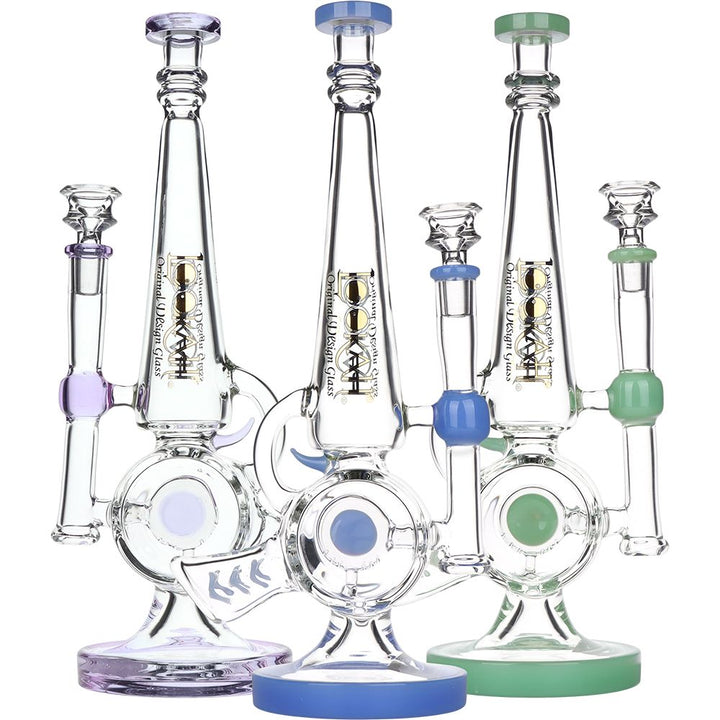 Lookah Glass Ray Gun Recycler Water Pipe - 12.5" / 14mm F / Colors Vary - Headshop.com