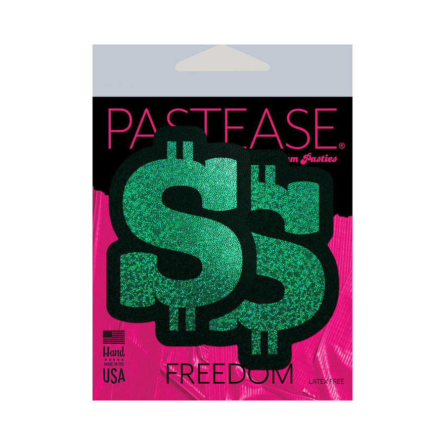 Pastease Money: Green Glitter Dollar Sign Nipple Pasties - Headshop.com