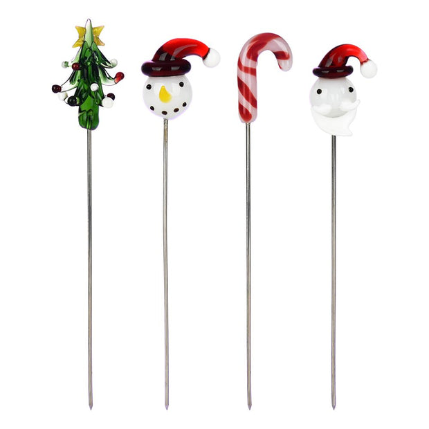 Christmas Collection Glass Tip Hairpin Poker Tool - 5" / 4ct - Headshop.com