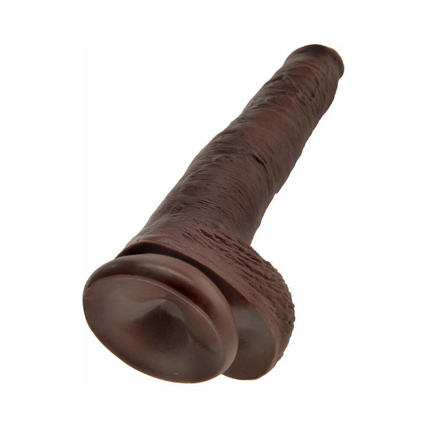 King Cock 14 in. Cock With Balls Realistic Suction Cup Dildo Brown - Headshop.com