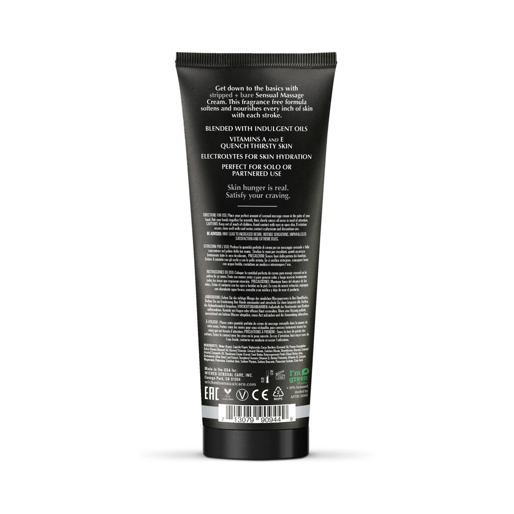 Wicked Stripped + Bare Unscented Sensual Massage Cream 4 oz. - Headshop.com