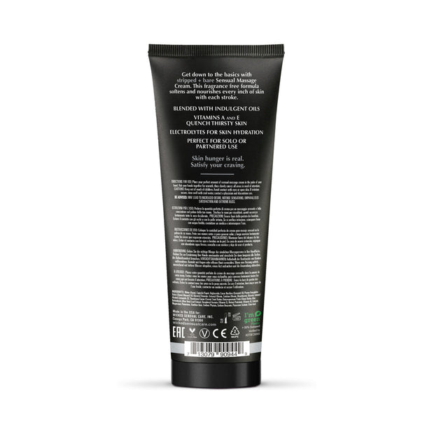 Wicked Stripped + Bare Unscented Sensual Massage Cream 4 oz. - Headshop.com