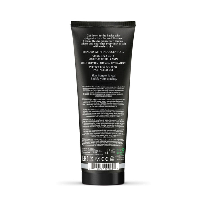 Wicked Stripped + Bare Unscented Sensual Massage Cream 4 oz. - Headshop.com