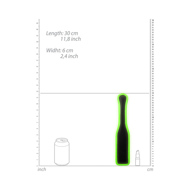 Ouch! Glow in the Dark Bonded Leather Paddle Neon Green - Headshop.com