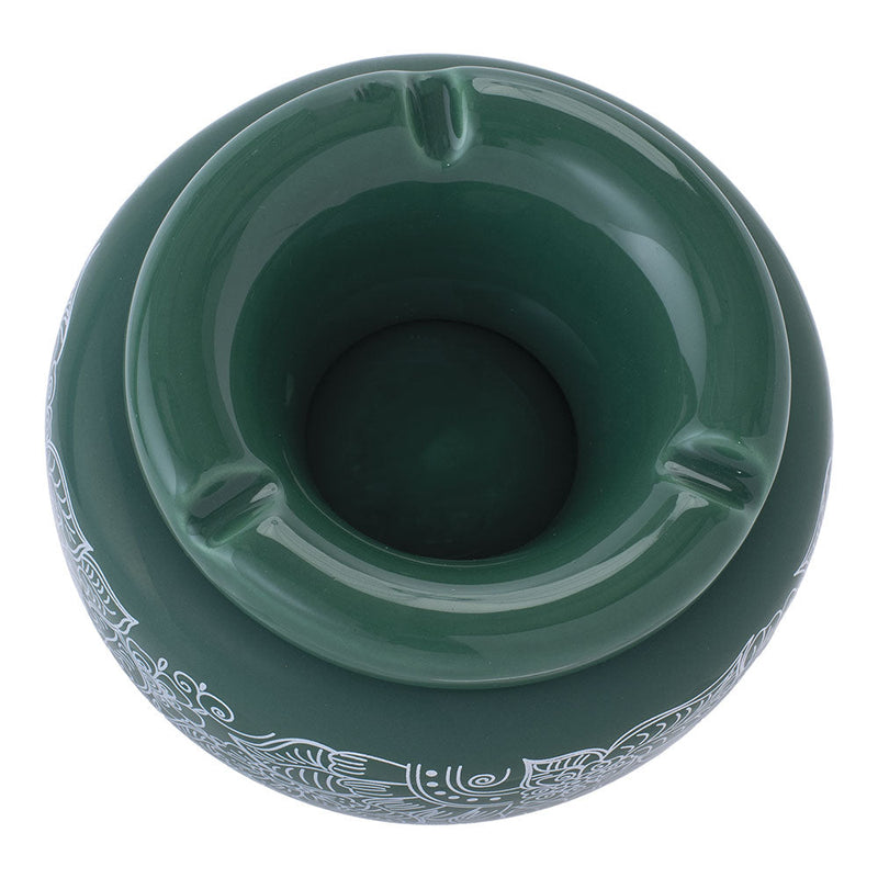 Fujima Moroccan Ceramic Ashtray - Green Floral / 5" - Headshop.com