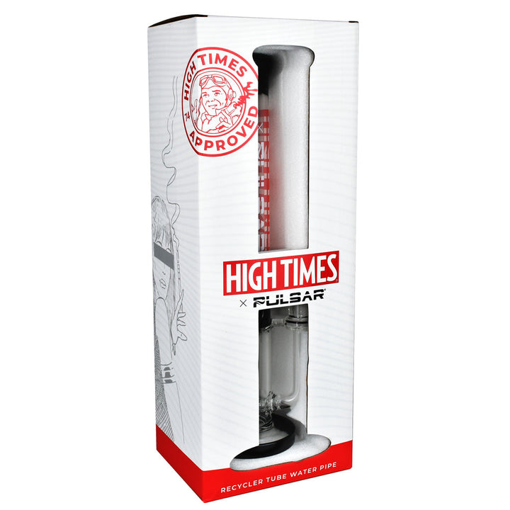 High Times x Pulsar Logo Straight Tube Recycler Water Pipe - 14.75" / 14mm F - Headshop.com