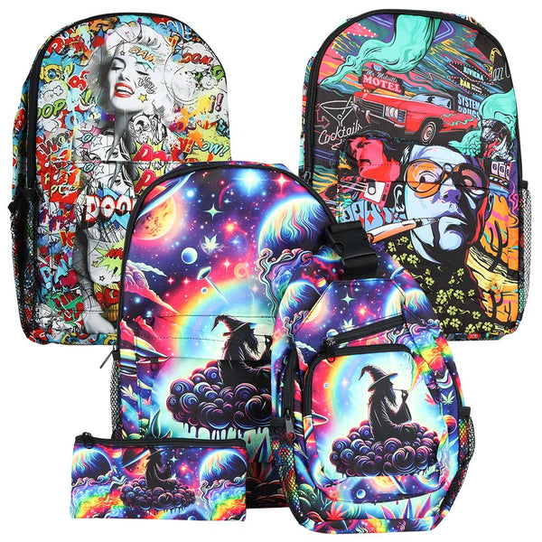 Colorful Designs Backpack & Zipper Pouch 3-Piece Set - 11"x17"