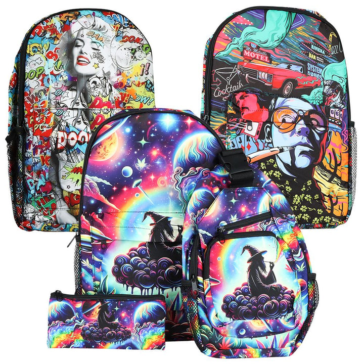 Colorful Designs Backpack & Zipper Pouch 3-Piece Set - 11"x17"