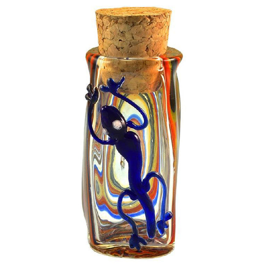 Lizard Swirl Hand Blown Pyrex Jar w/Cork - Headshop.com