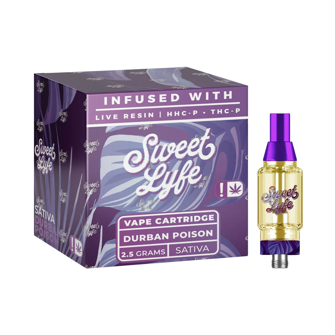 Sweet Life 2.5ml Vape Cartridges Infused with Live Resin HHC-P+THC-P - Durban Poison - Sativa - Headshop.com