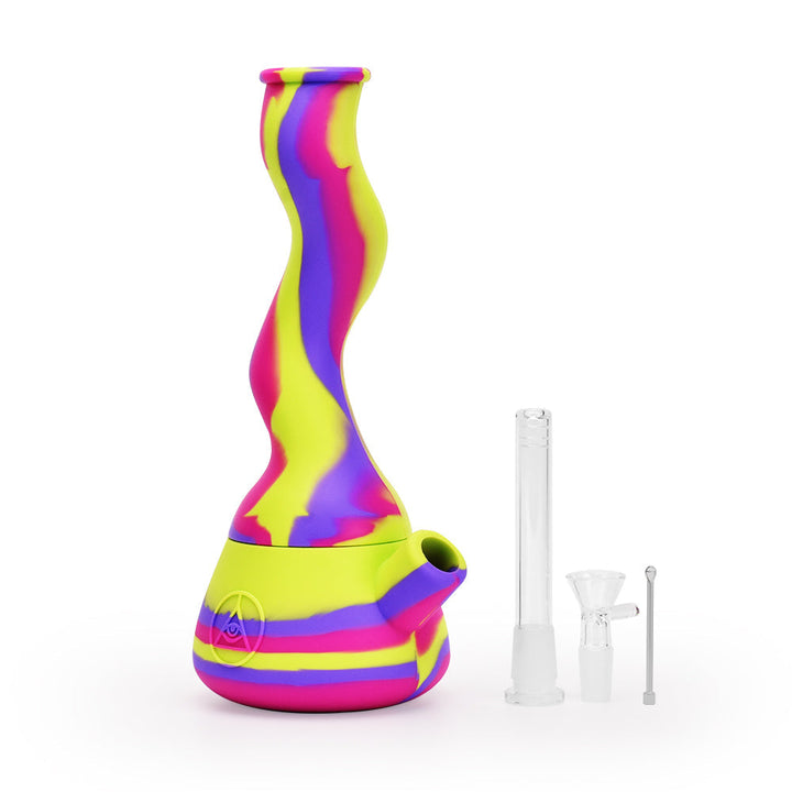 Ritual - 10'' Wavy Silicone Beaker - Miami Sunset - Headshop.com