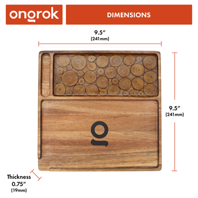 Ongrok Premium Natural Acacia Wood Tray | 9.5" x 9.5" - Headshop.com