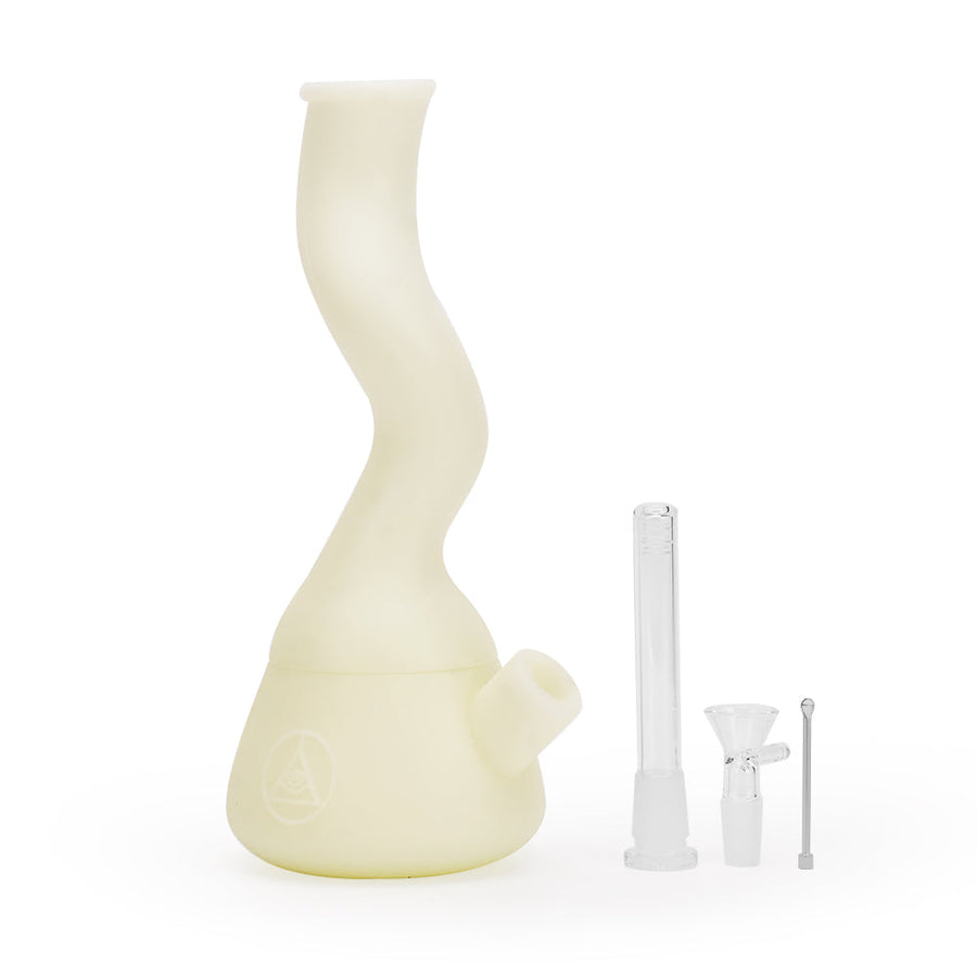 Ritual - 10'' Wavy Silicone Beaker - UV Titanium White - Headshop.com