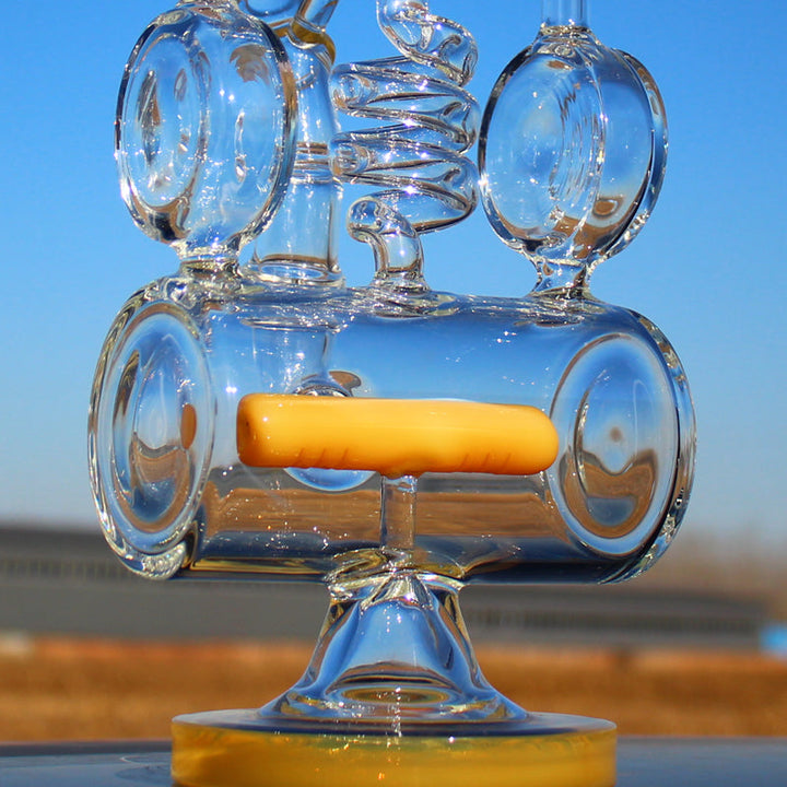 12.5" Recycler Style Inline Perc Water Pipe w/ Spring Body - Headshop.com