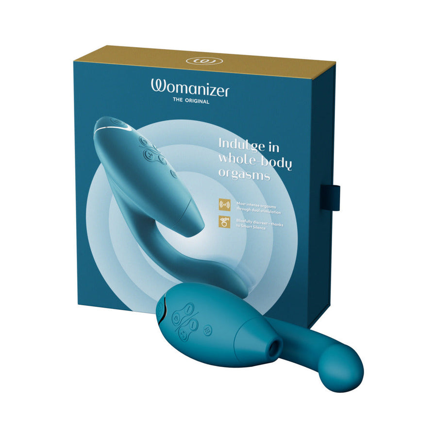 Womanizer Duo 2 Rechargeable Dual Stimulation Pleasure Air and G-Spot Vibrator Petrol - Headshop.com