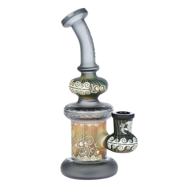 Lookah Glass Sacred Turtle Black Etched Glass Water Pipe - 7" / 14mm F