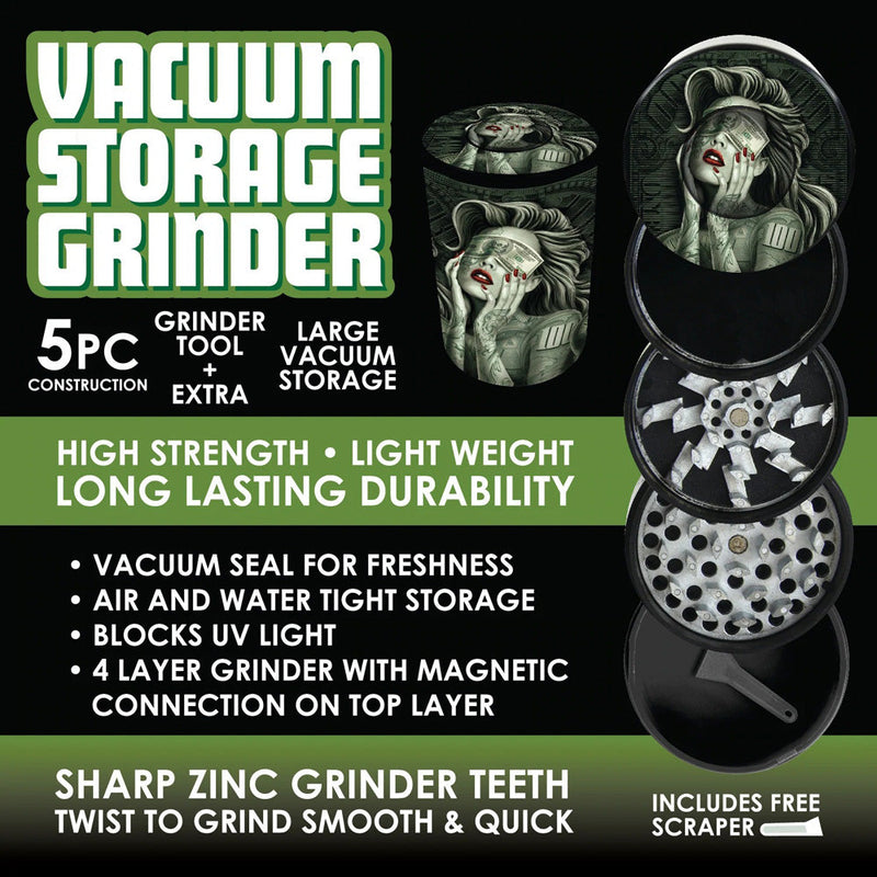 6PC DISP-Smokezilla Vacuum Storage 5pc Grinder - 2.5"/Asst - Headshop.com