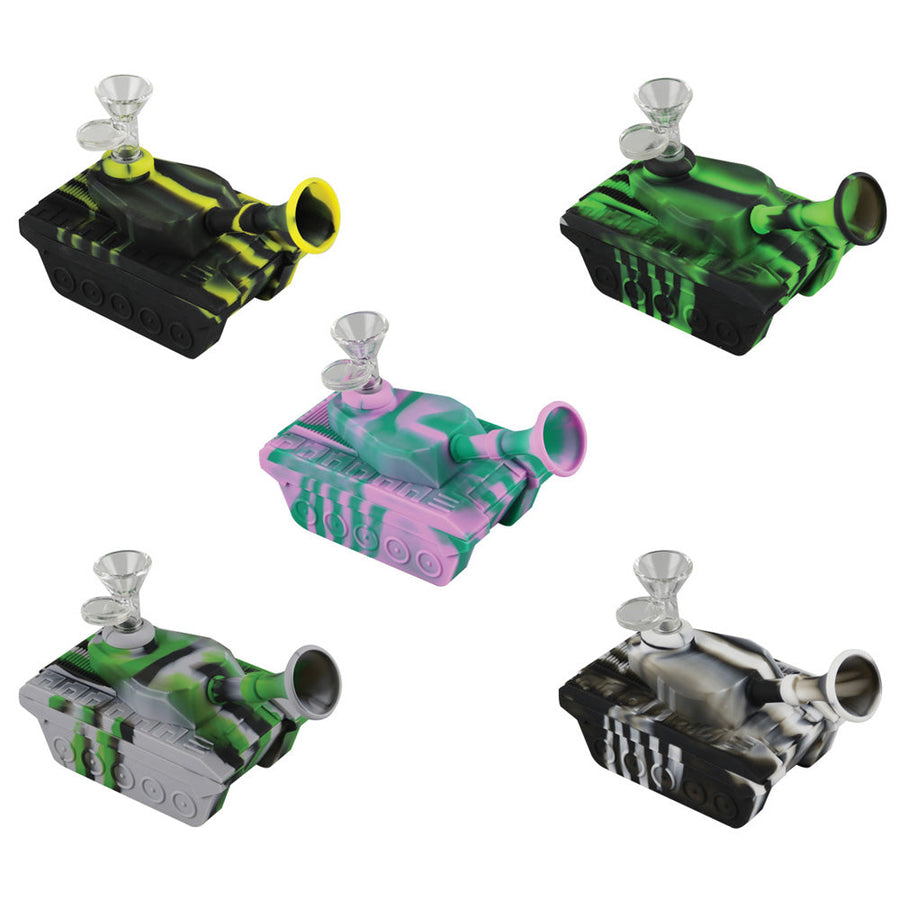 Tank Silicone Waterpipe - 6" / 14mm F / Colors Vary - Headshop.com