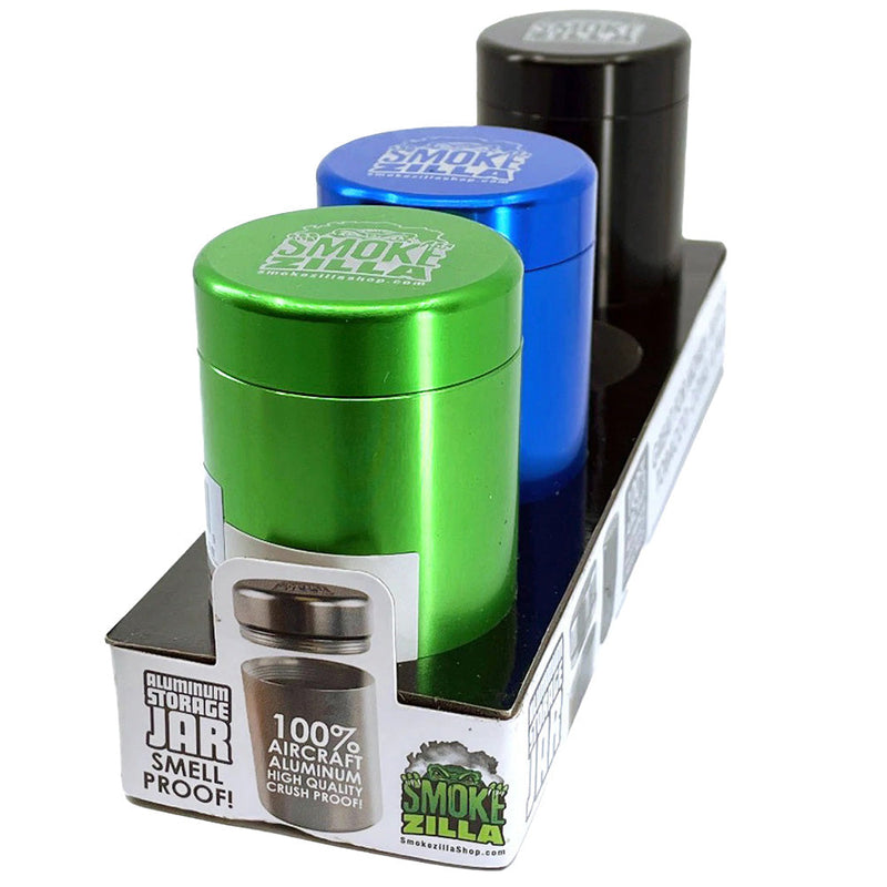 Smokezilla Smell Proof Storage Jar - 2.5"x1.7" / Asst - 4PC DISP - Headshop.com