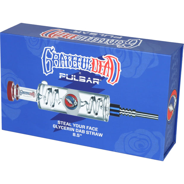 Grateful Dead x Pulsar Steal Your Face Glycerin Glass Dab Straw - 8.5" - Headshop.com