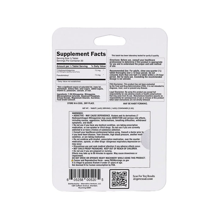 Press'd Super Hulks 7-Hydroxymitragynine Tablets | 300mg | 5pc | 10pk Display