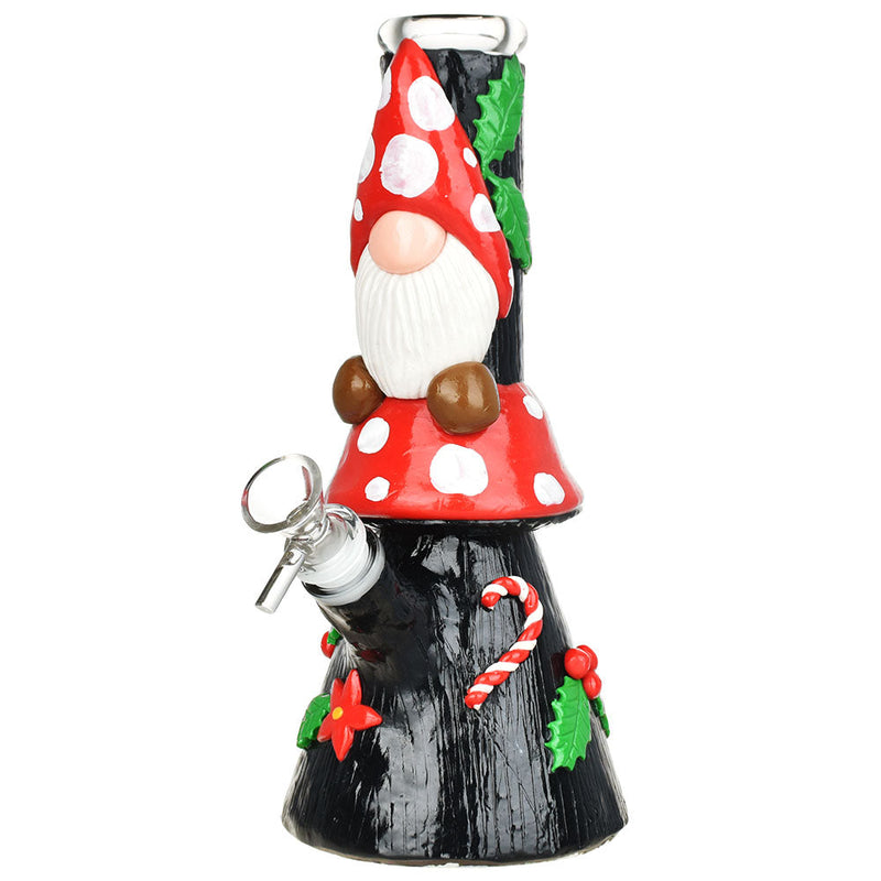 Mushroom Gnome Glass & Enamel Water Pipe - 9.5" / 14mm F - Headshop.com