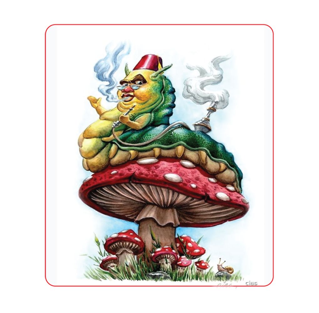 Alice in Wonderland Smoking Caterpillar Sticker - 4.75" x 3.25" - Headshop.com