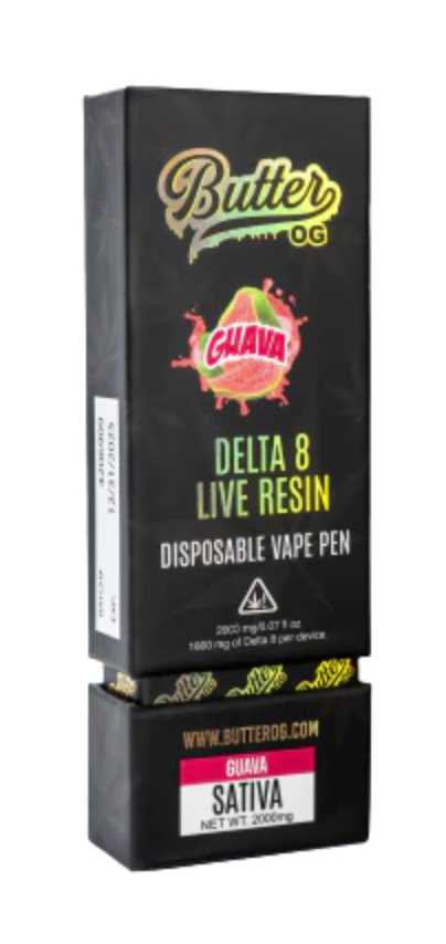 Butter OG Delta 8 Live Resin Disposable Vape 2G - Guava (Sativa) - Headshop.com