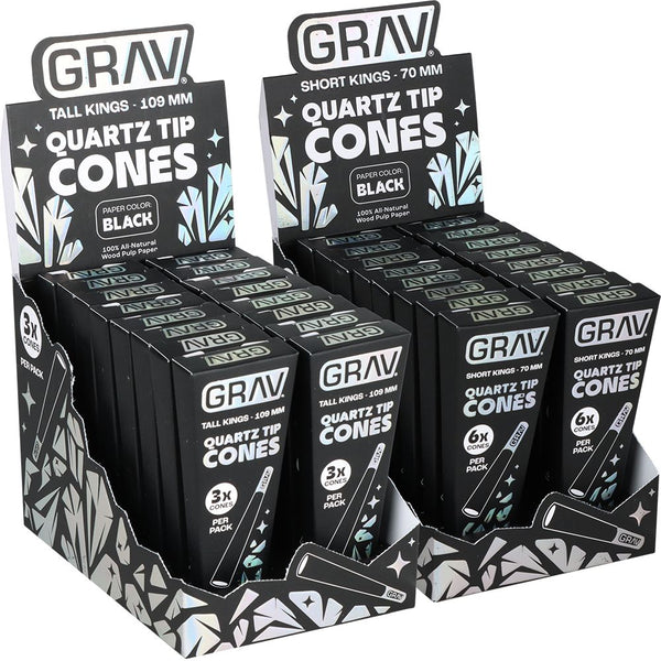 GRAV Quartz Tip Pre-Rolled Cones | Black | 16pk Display