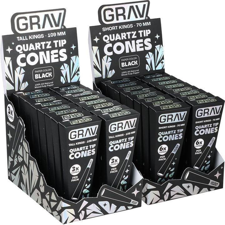 GRAV Quartz Tip Pre-Rolled Cones | Black | 16pk Display