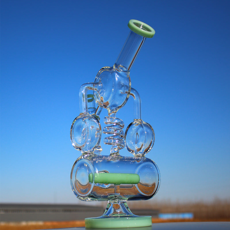 12.5" Recycler Style Inline Perc Water Pipe w/ Spring Body - Headshop.com
