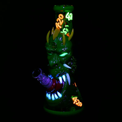 420 Dragon Glow in Dark Beaker Water Pipe - 10" / 14mm F - Headshop.com