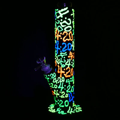 It's 420 Everywhere Glow in the Dark Straight Tube Water Pipe - 11.5" / 14mm F