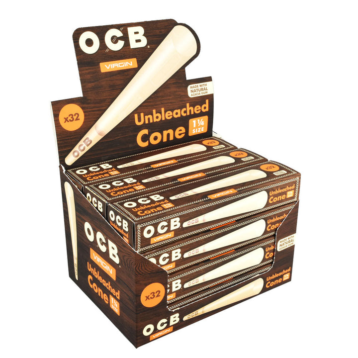 12PC DISPLAY - OCB Virgin Unbleached Cones - Headshop.com