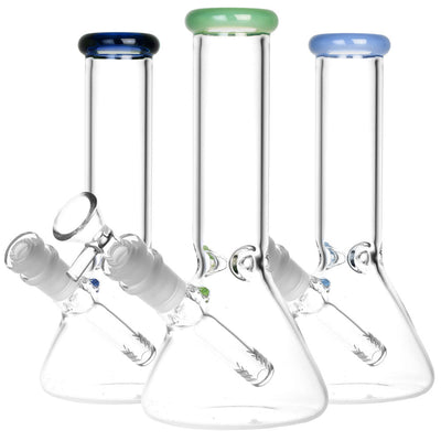 Classic Glass Beaker Water Pipe - 8" / 14mm F / Colors Vary - Headshop.com