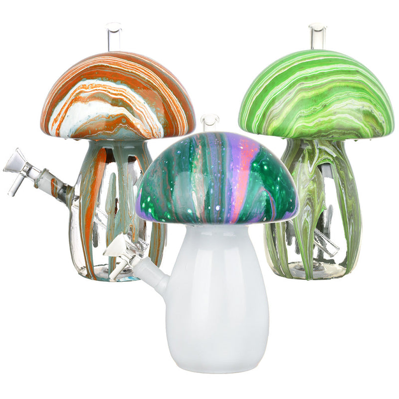 Dabtized Trippy Mushroom LED Water Pipe - 9" / 14mm F / Colors Vary - Headshop.com