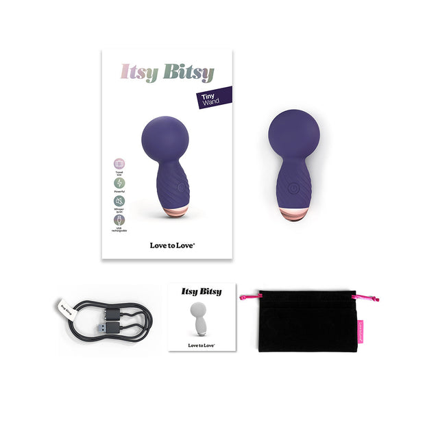 Love to Love Itsy Bitsy Rechargeable Silicone Mini Wand Vibrator Midnight Indigo - Headshop.com