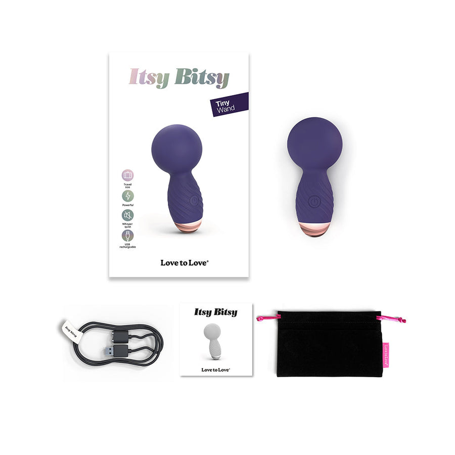 Love to Love Itsy Bitsy Rechargeable Silicone Mini Wand Vibrator Midnight Indigo - Headshop.com