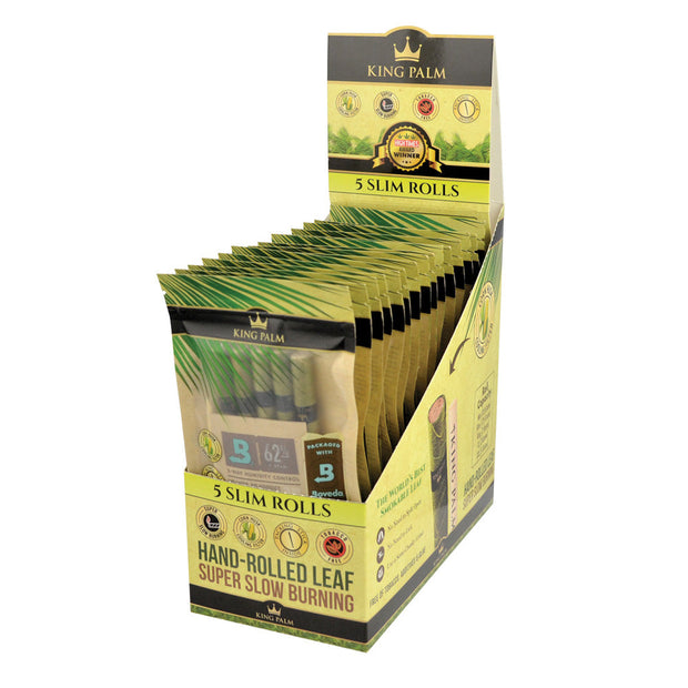 15PC DISPLAY - King Palm Pre-Roll Wraps - 5PK / Slim - Headshop.com