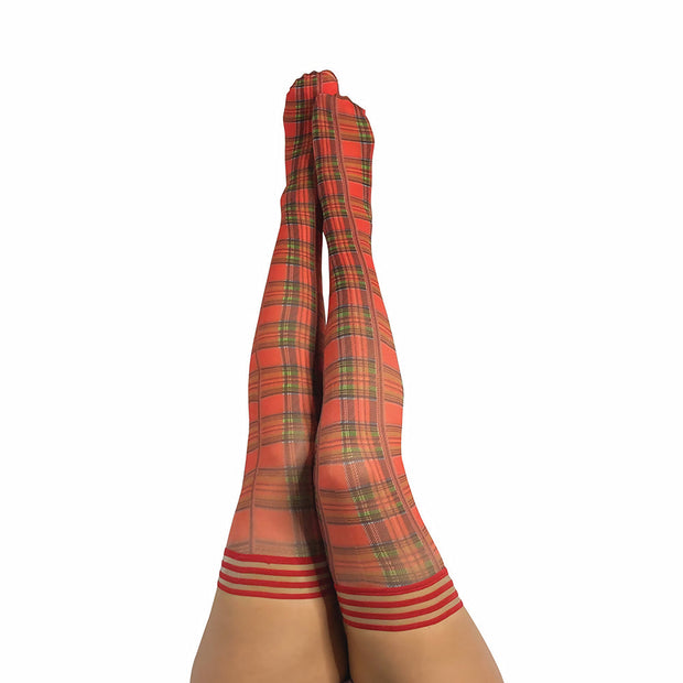 Kixies Grace Plaid Thigh-High Red Size D - Headshop.com