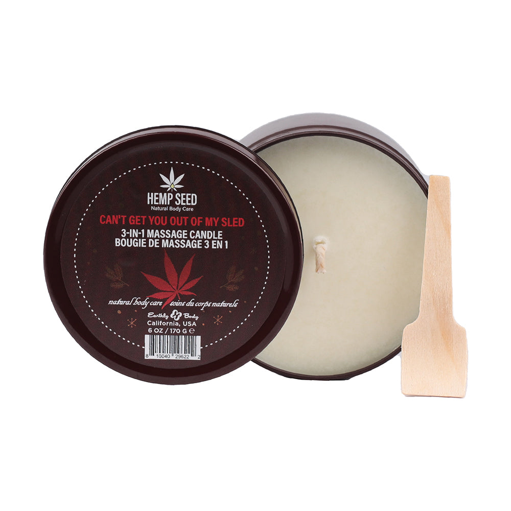 Earthly Body Hemp Seed Massage Oil Candle Can't Get You Out Of My Sled - Headshop.com
