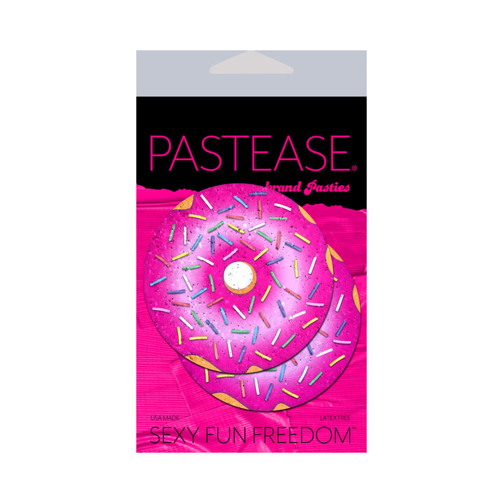 Pastease Donut: Donut with Pink Frosting and Rainbow Sprinkles Nipple Pasties - Headshop.com