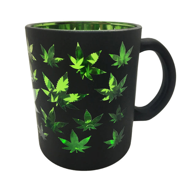 Hemp Leaf Metallic Glass Coffee Mug - 16oz - Headshop.com