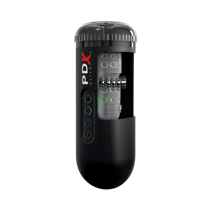 PDX Elite Moto Blower Rechargeable Thrusting Vibrating Suction Masturbator Clear/Black - Headshop.com