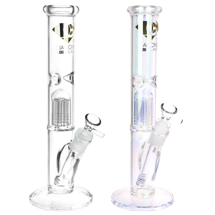 Diamond Glass Gold Pearl 8-Arm Perc Water Pipe - 12" / 14mm F / Colors Vary - Headshop.com