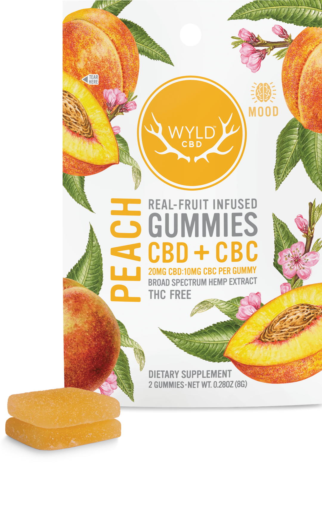 WYLD Real Fruit CBD + CBC Gummies Peach (60MG -1200MG) - Headshop.com