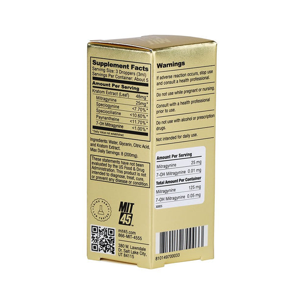 12CT DISPLAY - MIT45 Gold Liquid Kratom Shot - 125mg / 15ml - Headshop.com